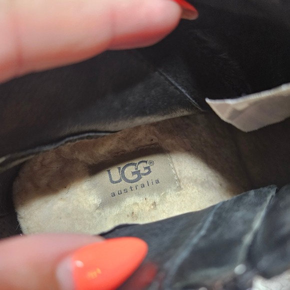 Ugg Australia Meredith Wedge Zip Black‎ Leather Booties sz 10